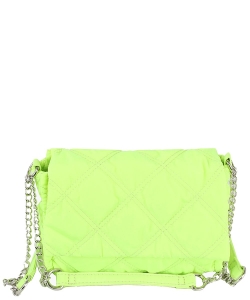 Quilted Nylon Crossbody Bag LHU481 NEON YELLOW